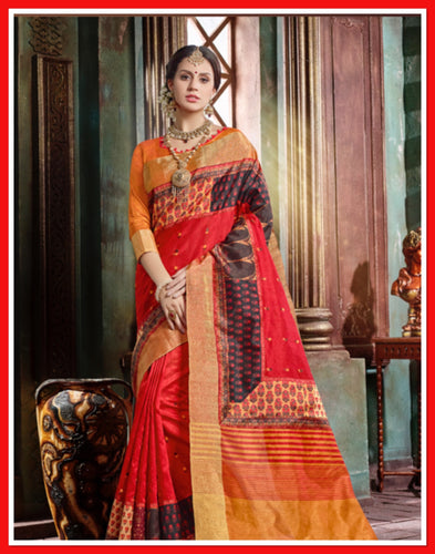 Semi Silk saree 141( cotton khadi slub)