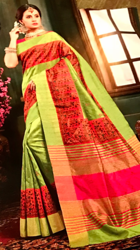Semi Silk saree 142 (cotton khadi slub)the actual colour is the one on the advertising picture