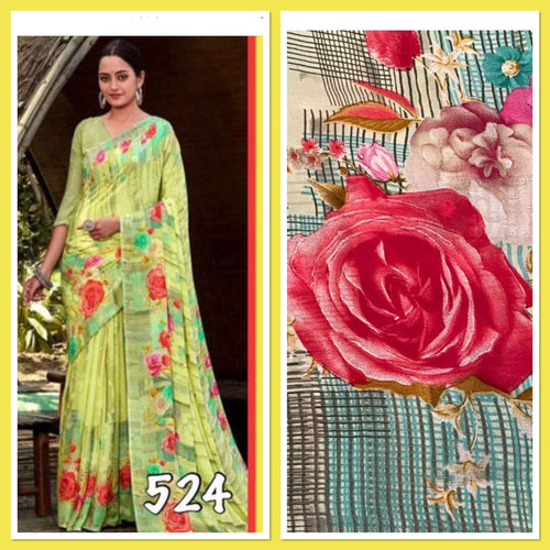 Floral print georgette saree 524