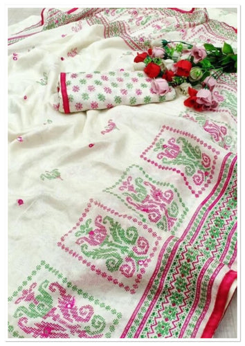 Linen jute silk saree 1385
